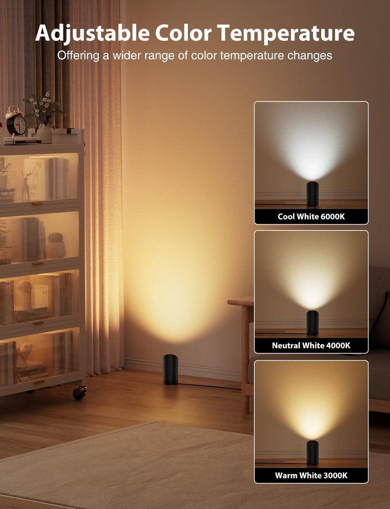 Onforu 7W Floor Can Light Uplighting Indoor, Up Lights Indoor Remote Control, 2700-6500K Warm White Uplights Floor Spot Lights for Home Accent Lighting with Foot Switch 2 Pack - Image 3